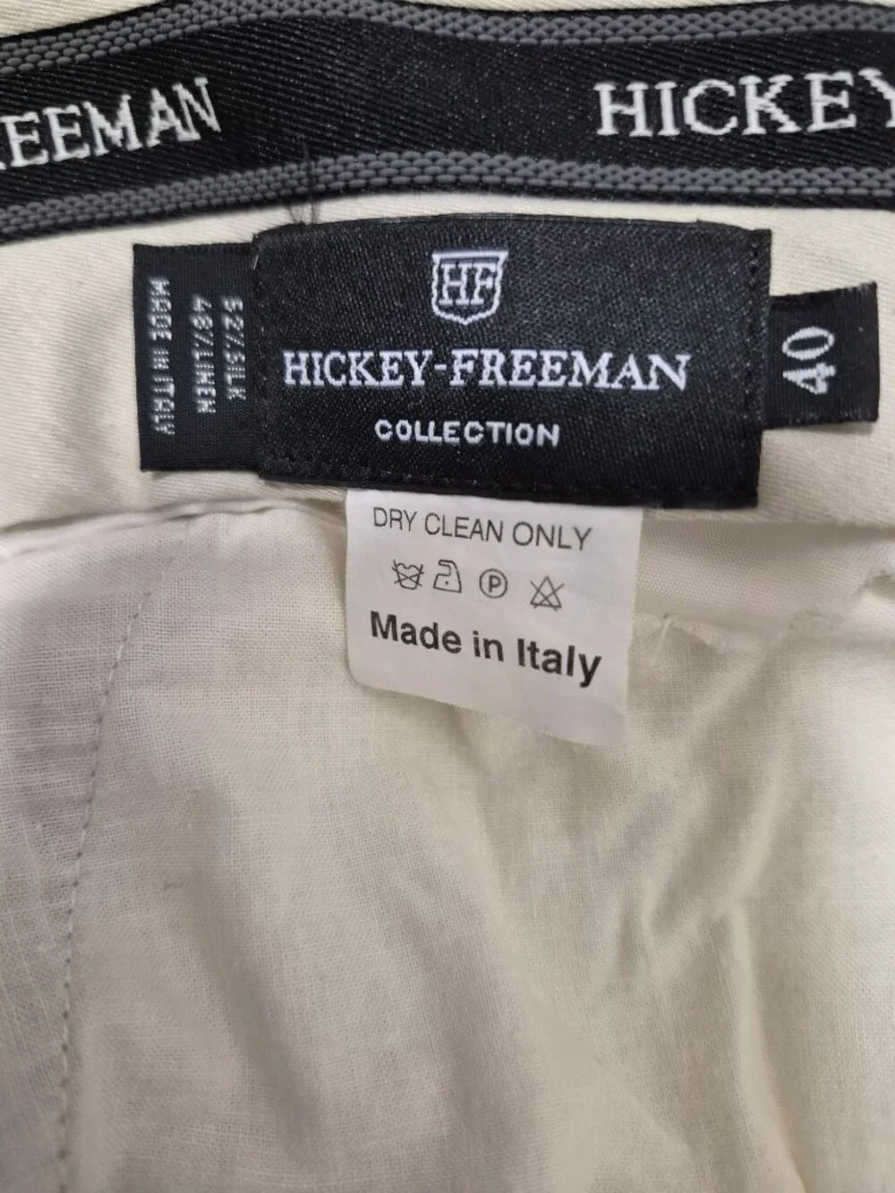 Hickey Freeman Collection Mens Dress Pants 40 Mustard Pleated Wool Silk  Italy